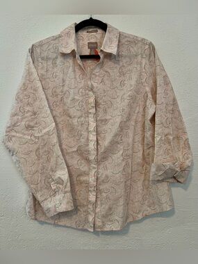 Chico's Light Pink Swirl Print Button-Down Shirt